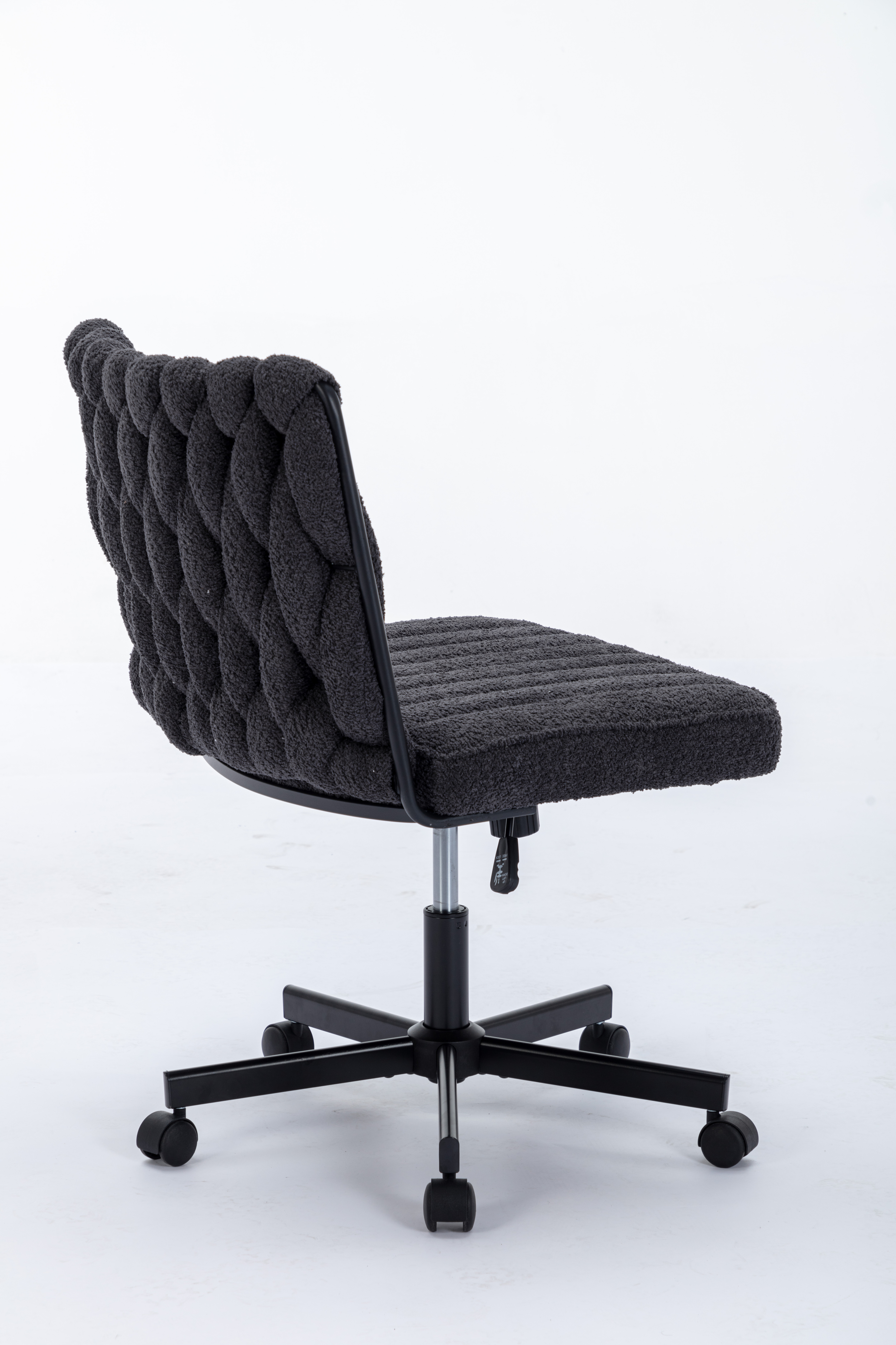 Criss Cross Legged Office Desk Chair With Wheels, Modern Armless Desk Chair With Wide Seat, Home Office Chairs For Work, Meditation, Vanity,White_voghion.com